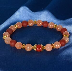 Red Agate & Sunstone Mala Bracelet Southwestern Y2K Westerncore Cowboycore 00s
